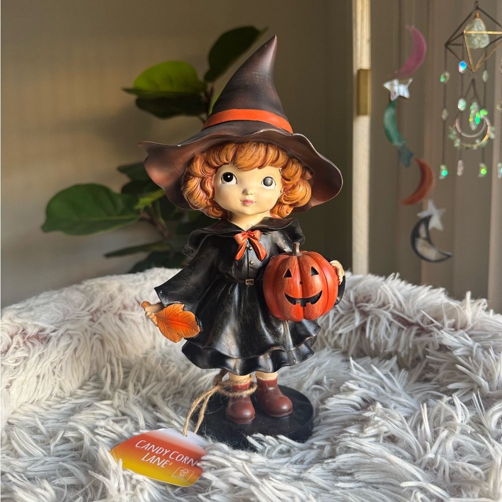 ❤️SOLD❤️ Adorable Witch Figurine with Pumpkin